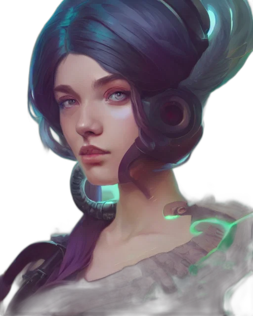 face, staff, robot, mask, fantasy art, concept art, cyberpunk, photorealistic transparent PNG cut-out