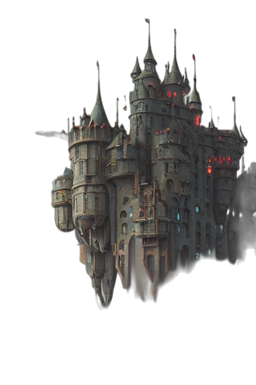 building, concept art, fantasy art, 3d render transparent PNG cut-out