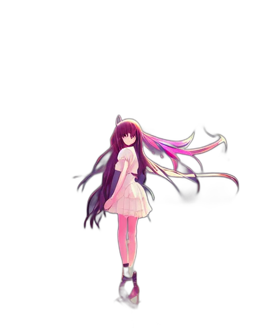 dress, hair, creature, staff transparent PNG cut-out