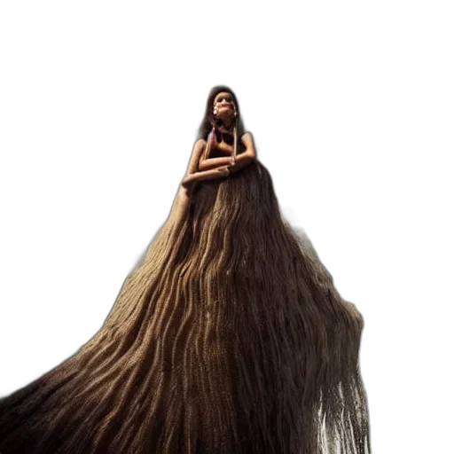 hair, dress, creature, animal, concept art, 3d render, forest, medium transparent PNG cut-out