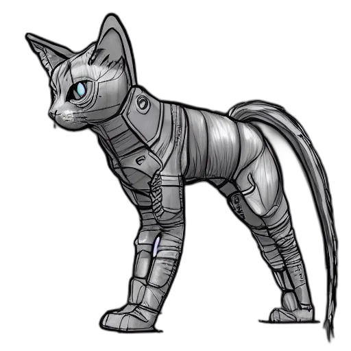 animal, robot, creature, concept art, 3d render, fantasy art, cyberpunk, cat transparent PNG cut-out
