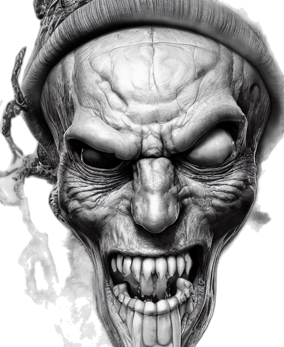 face, mask, creature, hat, photorealistic, concept art, pencil sketch, comic book art transparent PNG cut-out