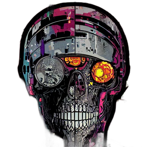 robot, mask, face, cyberpunk, comic book art, concept art, pixel art, colorful transparent PNG cut-out