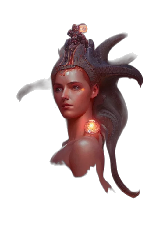 crown, face, mask, staff, concept art, fantasy art, 3d render, photorealistic transparent PNG cut-out