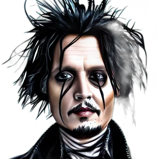 face, comic book art, photorealistic, cartoon, concept art, portrait, johnny, depp transparent PNG cut-out