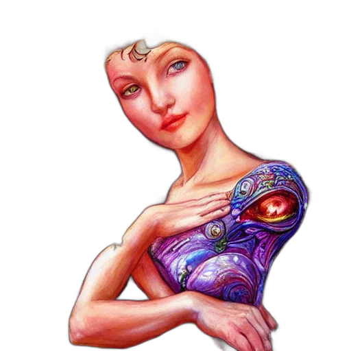 jewelry, dress, face, robot, fantasy art, concept art, pixel art, oil painting transparent PNG cut-out