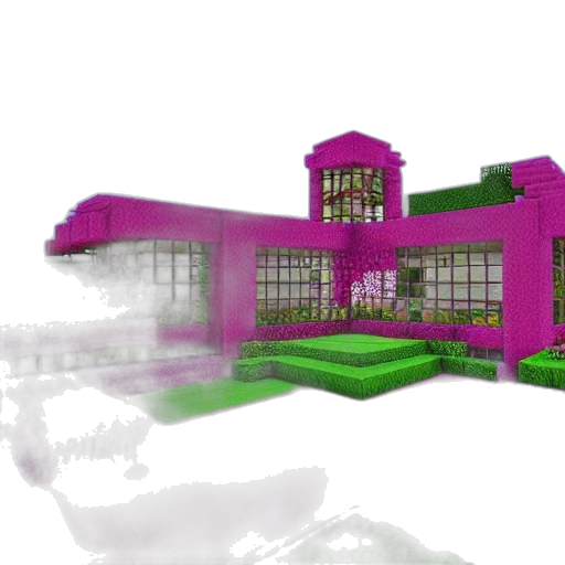 building, 3d render, concept art, vaporwave transparent PNG cut-out