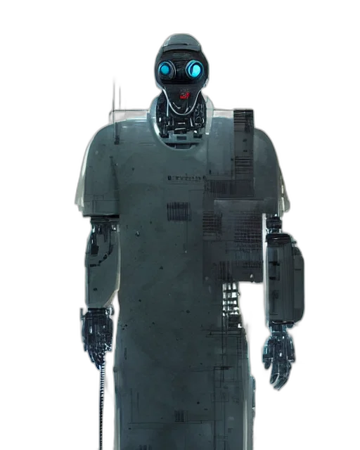 robot, jacket, staff, dress transparent PNG cut-out