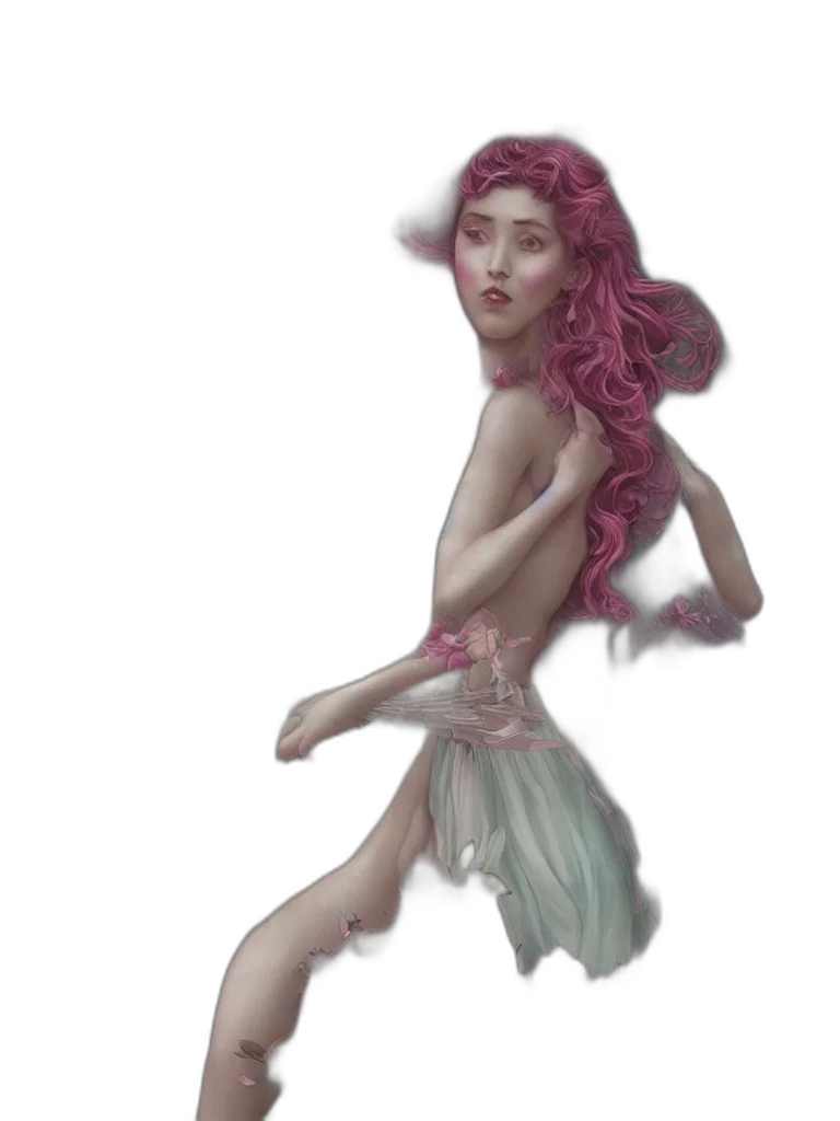creature, dress, concept art, fantasy art, photorealistic, watercolor, underwater, pastel transparent PNG cut-out
