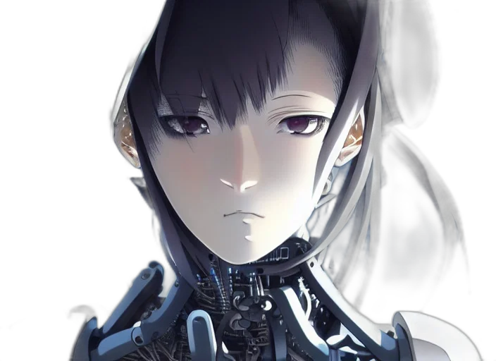 robot, face, mask, crown, cyberpunk, anime, concept art, fantasy art transparent PNG cut-out
