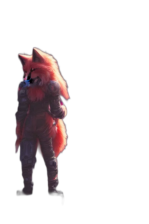 staff, mask, jacket, animal, concept art, pixel art, 3d render, cyberpunk transparent PNG cut-out