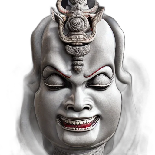 mask, face, crown, staff, concept art, photorealistic, 3d render, fantasy art transparent PNG cut-out