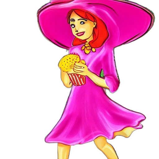 dress, hat, umbrella, cartoon transparent PNG cut-out