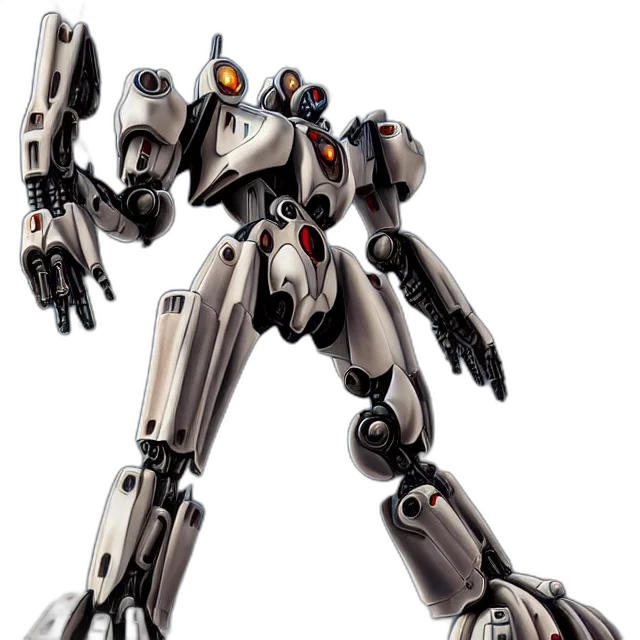robot, weapon, 3d render, concept art, photorealistic, battle, mech, artgerm transparent PNG cut-out