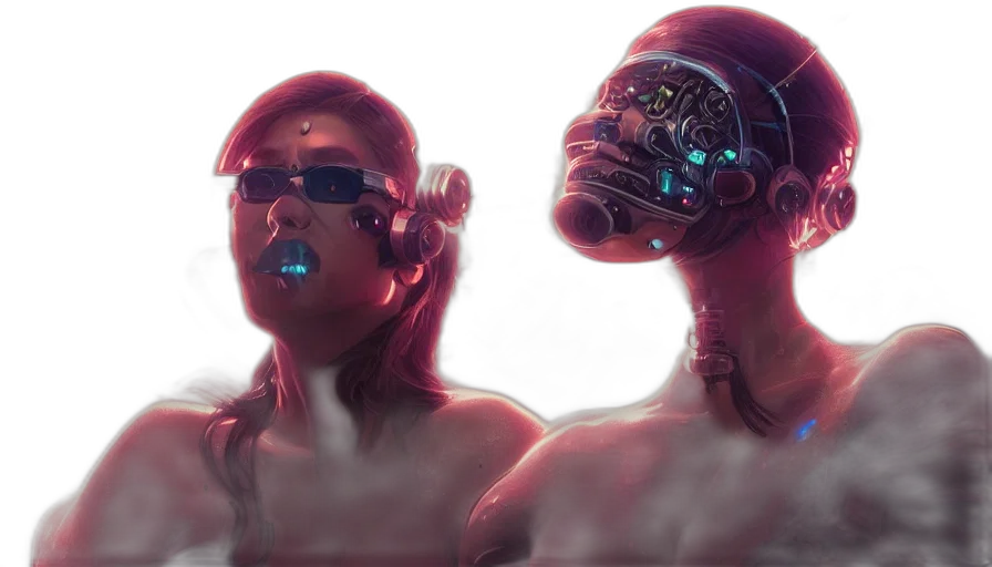 mask, robot, cyberpunk, concept art transparent PNG cut-out