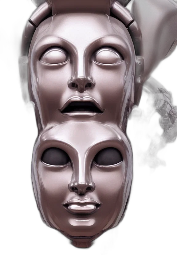 mask, face, crown, concept art, 3d render, photorealistic, vaporwave, outer space transparent PNG cut-out