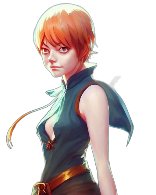 dress, face, staff, jacket, fantasy art, anime, concept art, watercolor transparent PNG cut-out