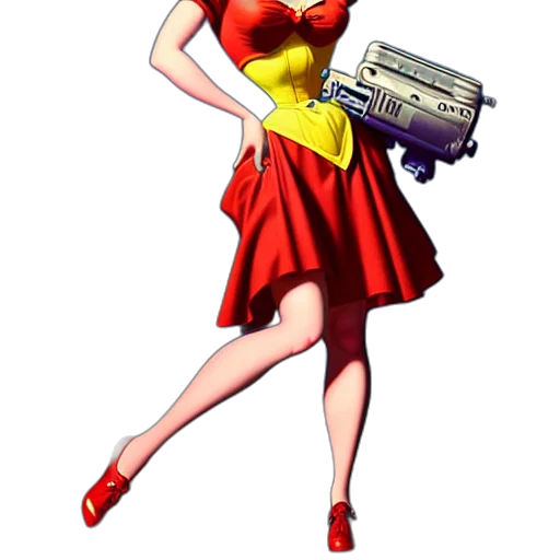 dress, robot, comic book art, cartoon transparent PNG cut-out