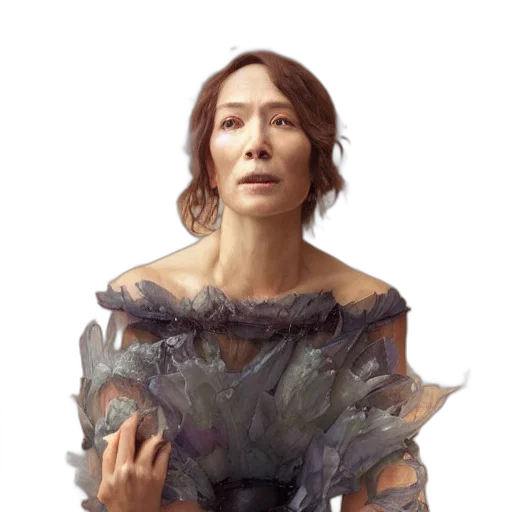dress, face, robot, creature, concept art, photorealistic, oil painting, fantasy art transparent PNG cut-out