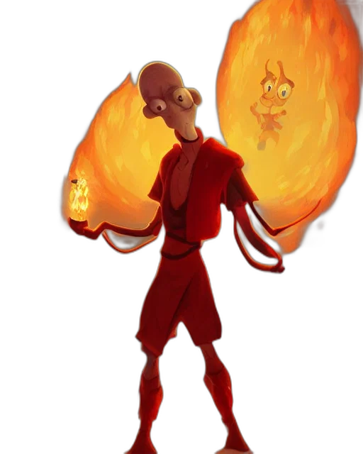 staff, mask, jacket, concept art, fantasy art, comic book art, pixel art, fire transparent PNG cut-out
