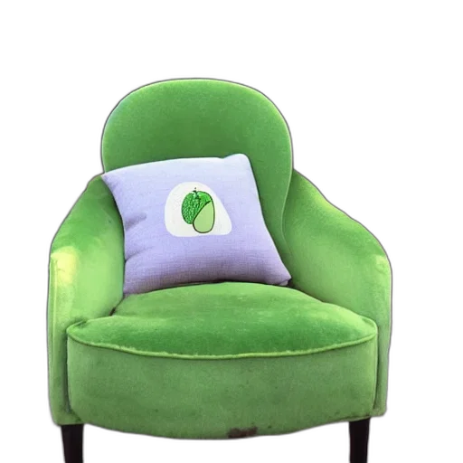 furniture, crown, 3d render, photorealistic, green, avocado, armchair transparent PNG cut-out