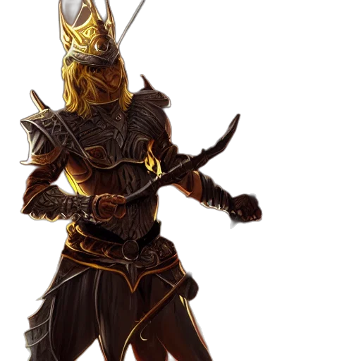 sword, staff, crown, weapon, concept art, fantasy art, 3d render, golden transparent PNG cut-out