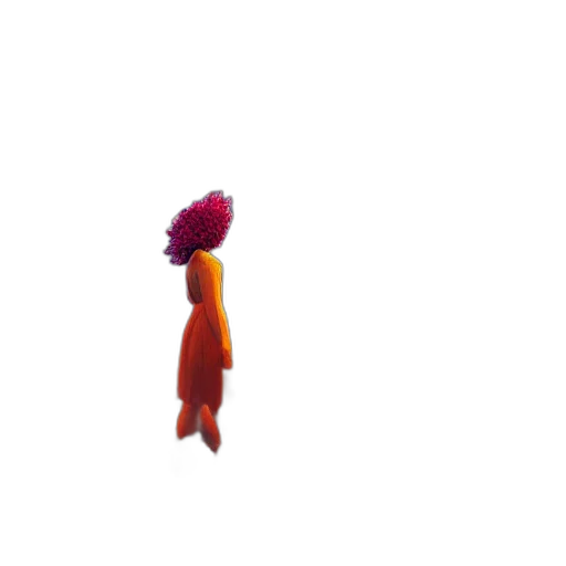 flower, dress, hair, staff, 3d render, concept art, pixel art, vaporwave transparent PNG cut-out