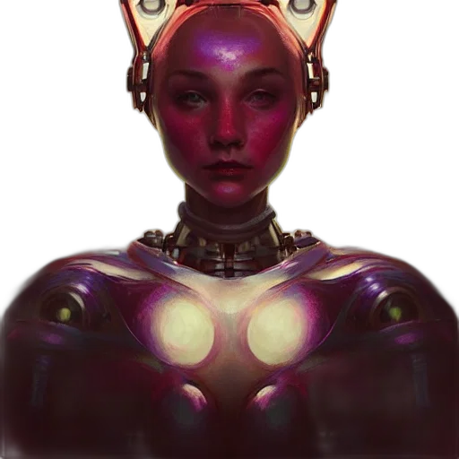 crown, robot, jewelry, mask, concept art, fantasy art, 3d render, cyberpunk transparent PNG cut-out