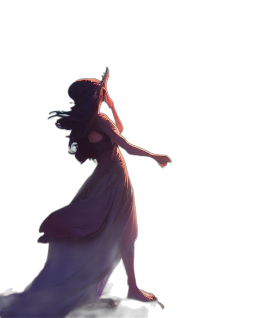 dress, crown, staff, creature, concept art, fantasy art, watercolor, anime transparent PNG cut-out