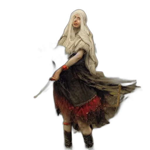 staff, dress, sword, hair transparent PNG cut-out