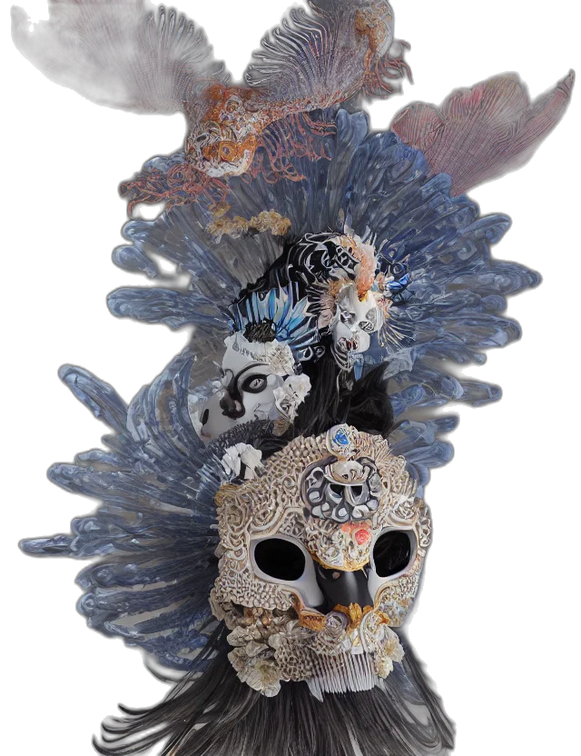 mask, jewelry, crown, staff transparent PNG cut-out