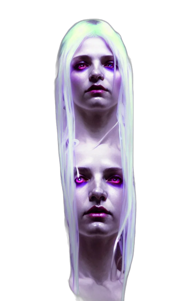 face, mask, creature, staff, concept art, cyberpunk, fantasy art, 3d render transparent PNG cut-out