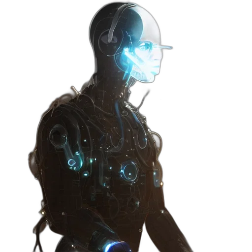 robot, staff, jacket, creature transparent PNG cut-out