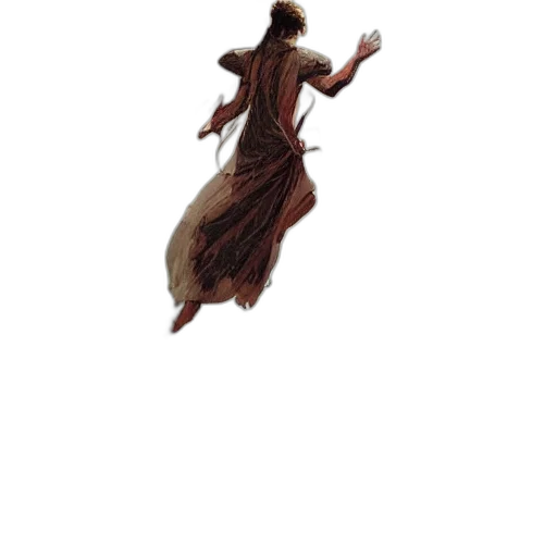 dress, staff, hair, creature transparent PNG cut-out