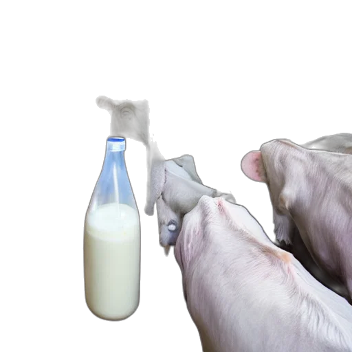 bottle, food, animal, weapon, 3d render, milk, cow, inside transparent PNG cut-out