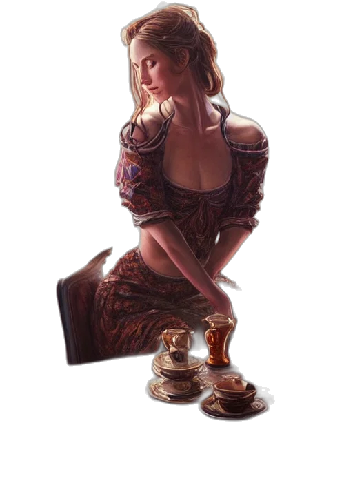 dress, jewelry, staff, crown, fantasy art, concept art, oil painting, photorealistic transparent PNG cut-out