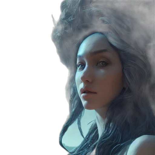 crown, hair, face, mask, photorealistic, fantasy art, concept art, 3d render transparent PNG cut-out