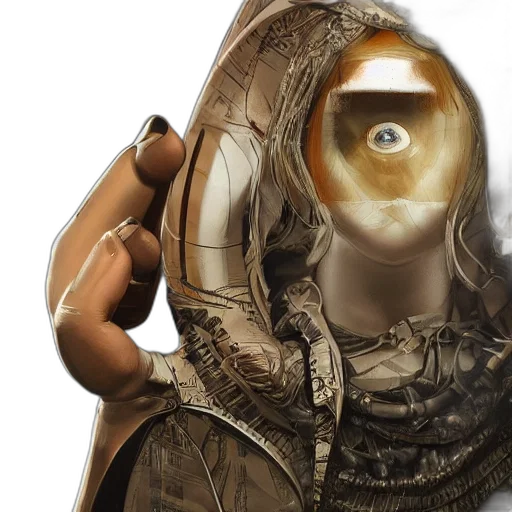mask, face, jewelry, robot, concept art, 3d render, photorealistic, artificial transparent PNG cut-out