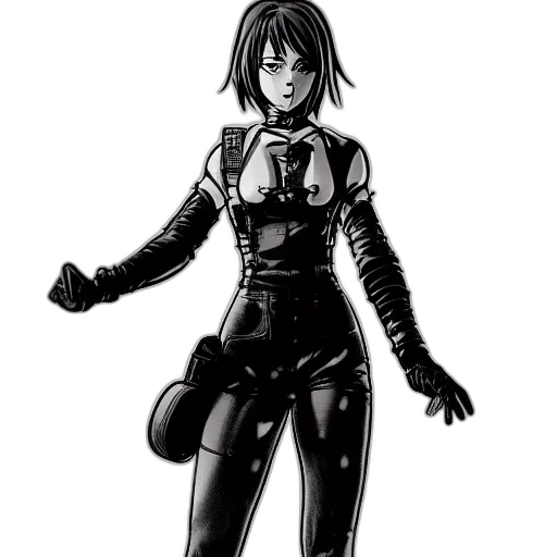 jacket, robot, dress, weapon, comic book art, concept art, cartoon, fantasy art transparent PNG cut-out