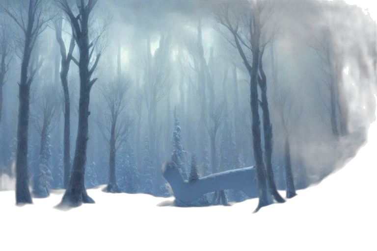 tree, concept art, fantasy art, photorealistic, watercolor, snow, fog, forest transparent PNG cut-out
