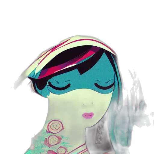 mask, hat, staff, dress, concept art, vaporwave, fantasy art, cartoon transparent PNG cut-out