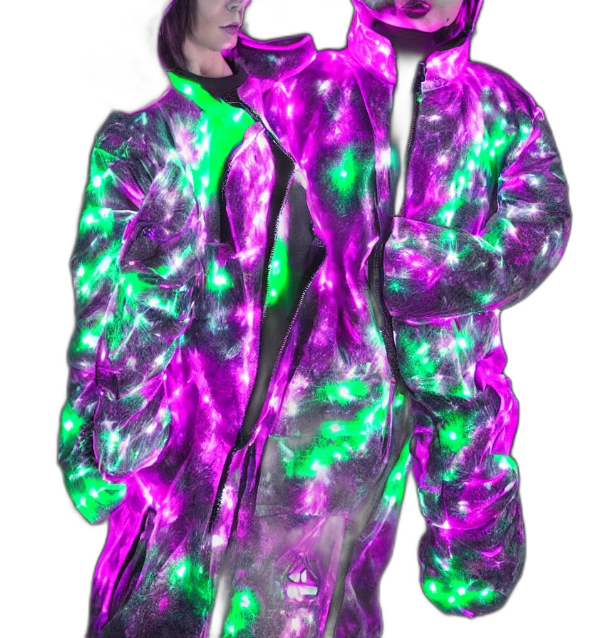 jacket, dress, 3d render, vaporwave transparent PNG cut-out