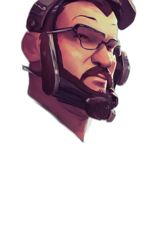 face, staff, jacket, mask, cyberpunk, concept art, watercolor, comic book art transparent PNG cut-out