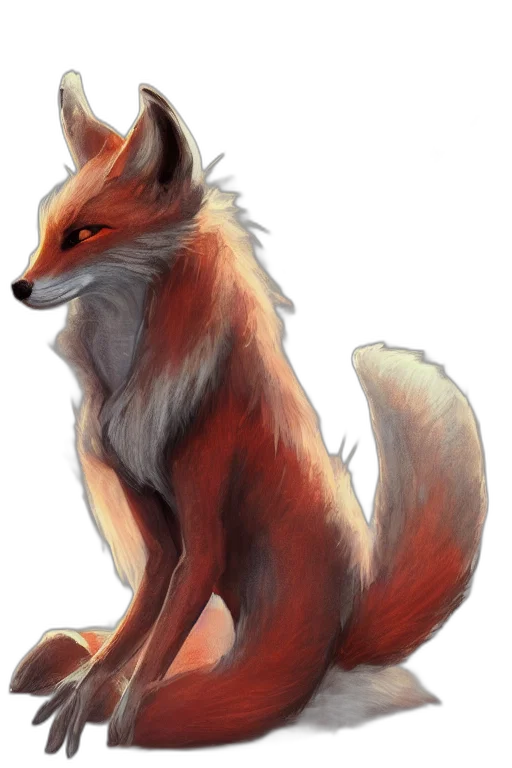 animal, creature, staff, concept art, watercolor, fantasy art, pixel art, red transparent PNG cut-out