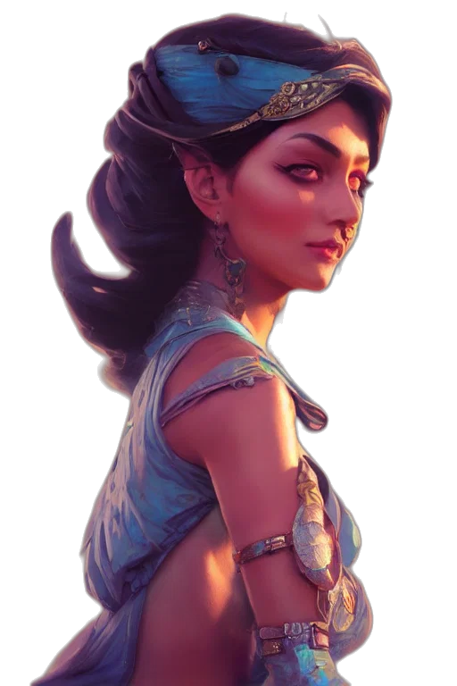 jewelry, crown, dress, staff, fantasy art, concept art, comic book art, pixel art transparent PNG cut-out