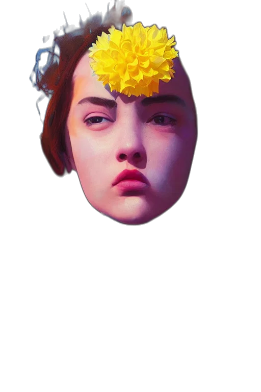 face, crown, mask, hat, photorealistic, 3d render, vaporwave, oil painting transparent PNG cut-out