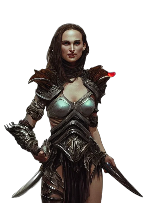 fantasy art, concept art, comic book art, pixel art, dark, earth tones, young, natalie transparent PNG cut-out