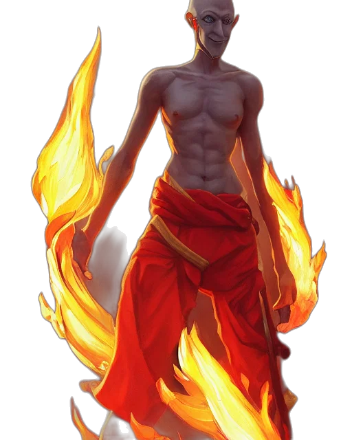 concept art, fantasy art, comic book art, pixel art, fire, red, squidward, wearing transparent PNG cut-out