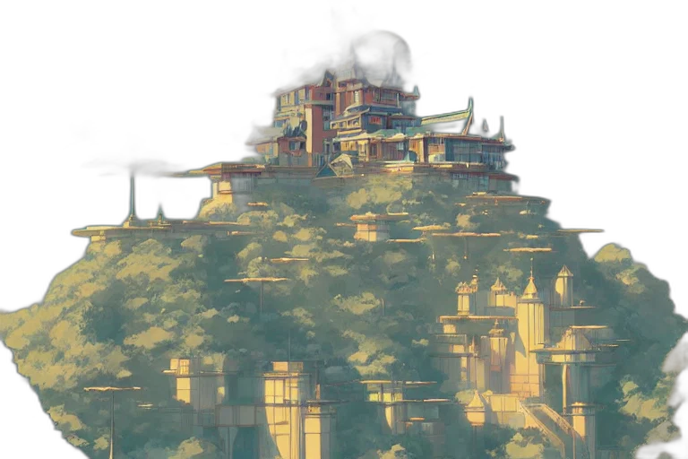 building, crown, concept art, 3d render transparent PNG cut-out