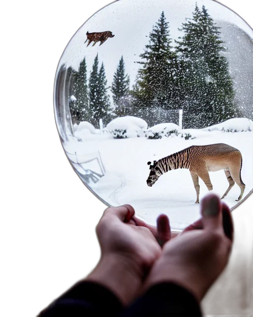 animal, umbrella, creature, mask, photorealistic, snow, forest, photo transparent PNG cut-out